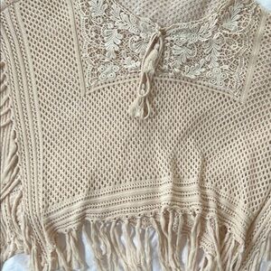 Elegant Cream Lace Women's Sweater/shawl